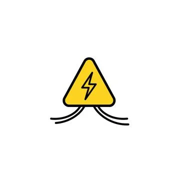Electrical hazard warning sign with lightning bolt and wires symbol Stock Illustration