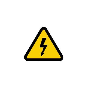 Electrical hazard warning sign rounded yellow triangle vector イラスト素材