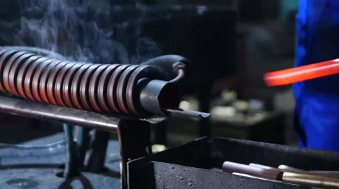 Electrical heating of steel billets. Stock Footage 49432345