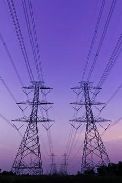 Electrical high voltage power pylon Stock Photos