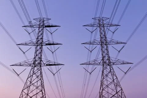 Electrical high voltage power pylon Stock Photos