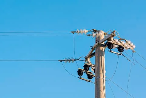 Electrical high voltage pylon. Energy and technology Stock Photos