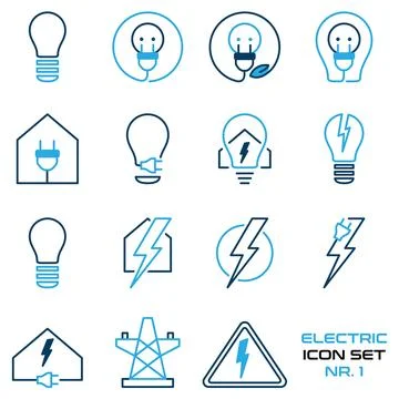 Electrical icon set - vector design Stock Illustration