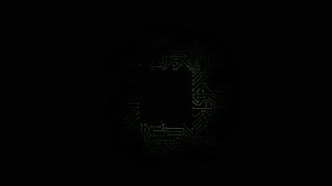 Electrical impulse travels through the circuits of the microcircuit Stock Footage 164546575