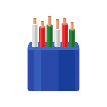 Electrical industrial cable, copper connection wires in multi colored insulation Stock Illustration