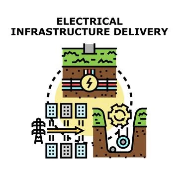 Electrical infrastructure delivery power generation and distribution イラスト素材