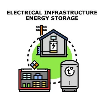Electrical infrastructure energy storage system concept Stock Illustration