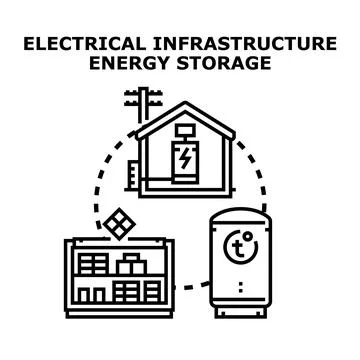 Electrical infrastructure energy storage system concept Stock Illustration