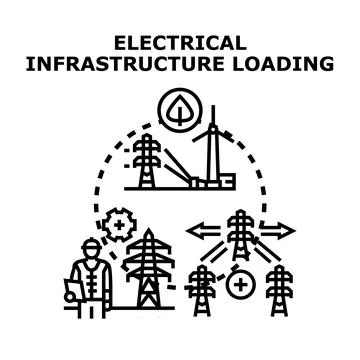 Electrical infrastructure loading and power distribution concept イラスト素材