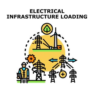 Electrical infrastructure loading and power distribution concept イラスト素材