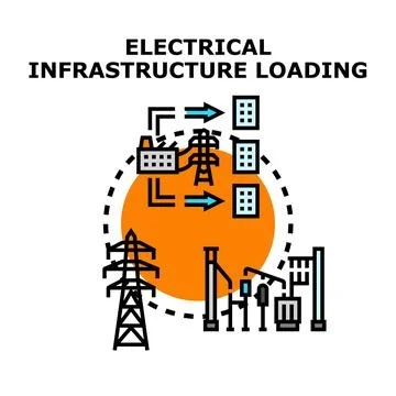 Electrical infrastructure loading transmitting energy to buildings イラスト素材