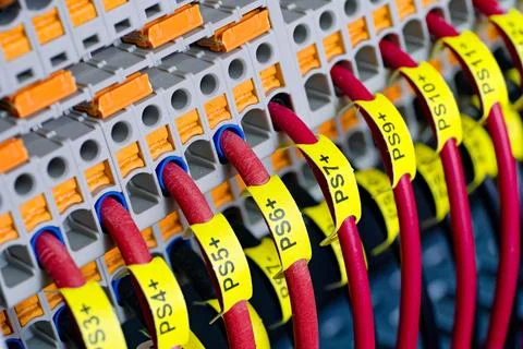 Electrical installation inside the junction box Stock Photos