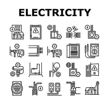 Electrical Installation Tool Icons Set Vector Stock Illustration