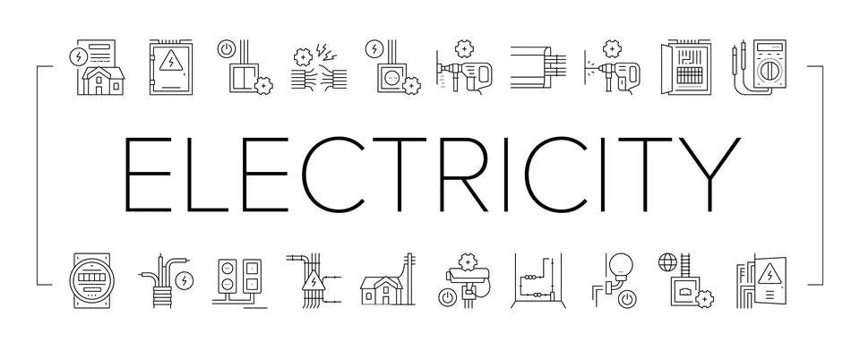 Electrical Installation Tool Icons Set Vector . Stock Illustration