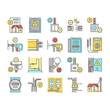 Electrical Installation Tool Icons Set Vector . Stock Illustration