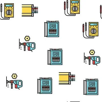 Electrical Installation Tool Icons Set Vector Stock Illustration