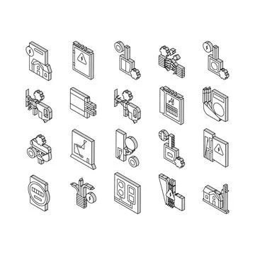 Electrical Installation Tool isometric icons set vector Stock Illustration