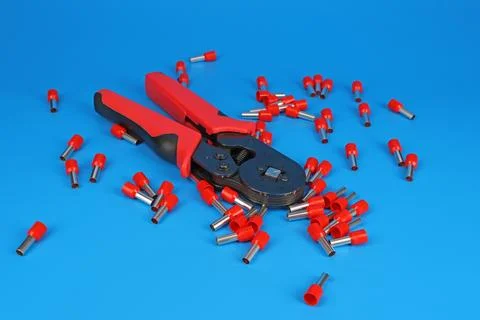 Electrical installation tools for the assembly of electrical equipment. Stock Photos
