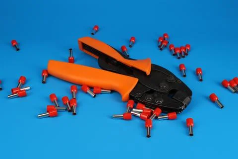 Electrical installation tools for the assembly of electrical equipment. Stock Photos