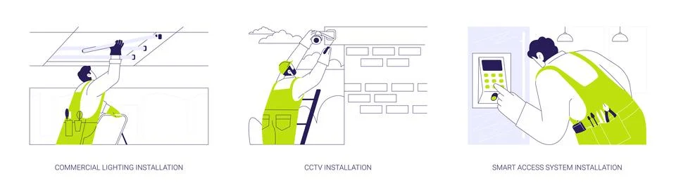 Electrical installations abstract concept vector illustrations. Illustrazione stock