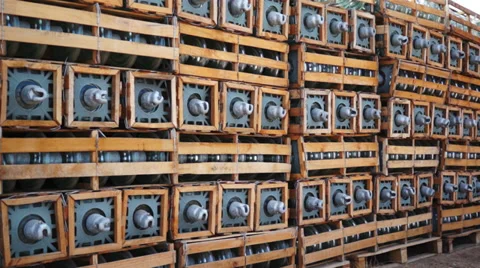 Electrical Insulators on Pallets Dolly Stock Footage 35332320