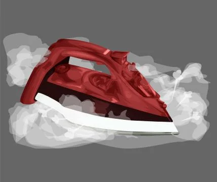 Electrical iron, object isolated, vector illustration. Cartoon style. Red col Stock Illustration