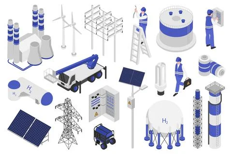 Electrical Isometric Elements Stock Illustration