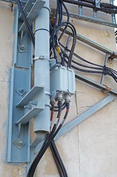 Electrical junction box with cables Stock Photos