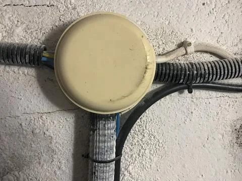 Electrical junction box with electrical installations Stock Photos