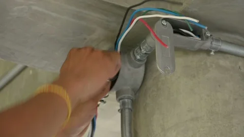 Electrical junction box with galvanized conduit pipe connection Vídeos de archivo 90626828