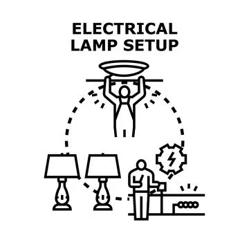 Electrical lamp setup and installation process icon Stock Illustration