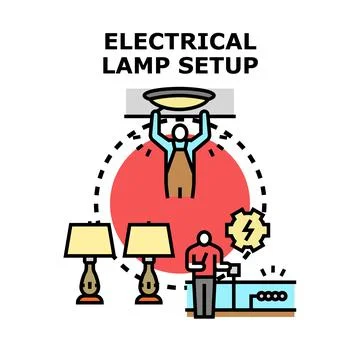 Electrical lamp setup and installation process icon Stock Illustration