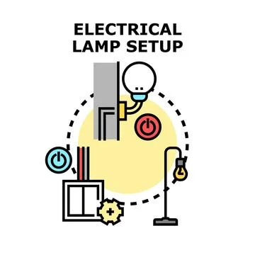 Electrical lamp setup concept with power switches 스톡 일러스트