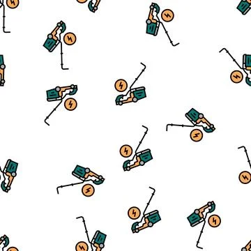 Electrical lawn mower vector seamless pattern Stock Illustration