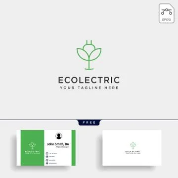Electrical leaf simple line logo template vector illustration icon element Stock Illustration