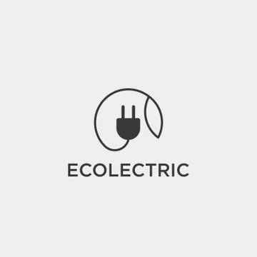 Electrical leaf simple line logo template vector illustration icon element Stock Illustration