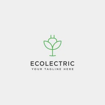 Electrical leaf simple line logo template vector illustration icon element Stock Illustration