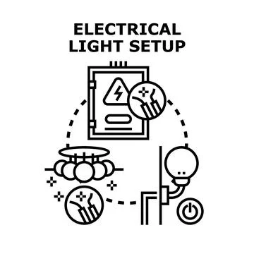 Electrical light setup installing connecting wires diagram Stock Illustration