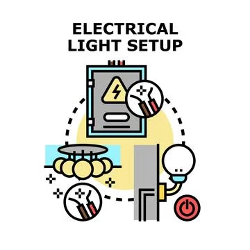 Electrical light setup installing connecting wires diagram Stock Illustration