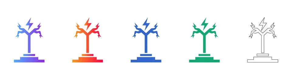 Electrical Lightning Grounding Vector Icon Set Stock Illustration