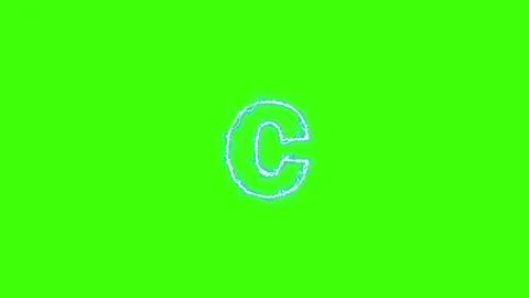 Electrical Lightning Of Letter C On Green Background Stock Footage 179372419