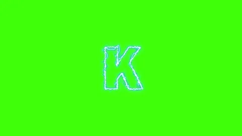Electrical Lightning Of Letter K On Green Background Stock Footage 179373785