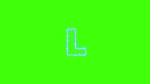 Electrical Lightning Of Letter L On Green Background Stock Footage 179374534