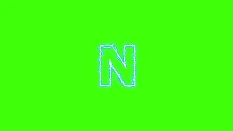 Electrical Lightning Of Letter N On Green Background Stock Footage 179375326