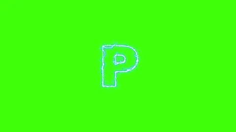 Electrical Lightning Of Letter P On Green Background Stock Footage 179375319