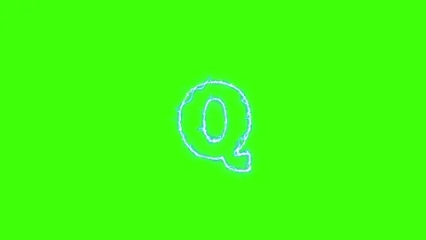 Electrical Lightning Of Letter Q On Green Background Stock Footage 179376138