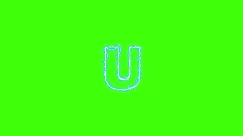 Electrical Lightning Of Letter U On Green Background Stock Footage 179376433