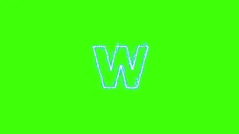 Electrical Lightning Of Letter W On Green Background Stock Footage 179377525