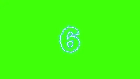 Electrical Lightning Of Number 6 On Green Background Stock Footage 179419044