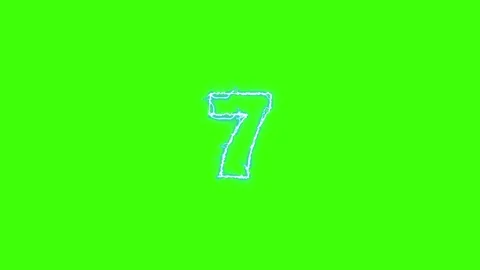 Electrical Lightning Of Number 7 On Green Background Stock Footage 179419161